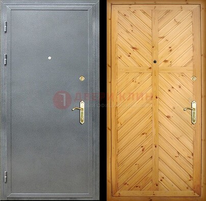 Серая металлическая дверь с евровагонкой ДЕ-12 в Волгограде