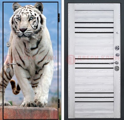 Стальная дверь с фотопечатью тигра ДФ-12 в Подольске