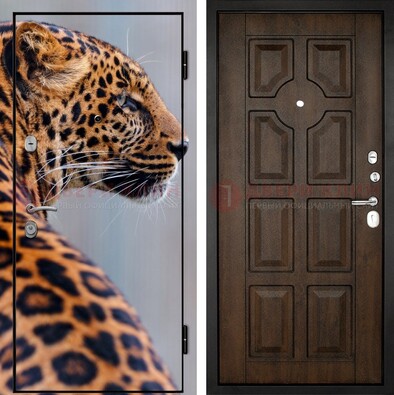Металлическая дверь с фотопечатью леопарда ДФ-26 в Подольске