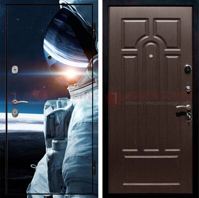 Стальная дверь с фотопечатью космонавта ДФ-4 в Подольске