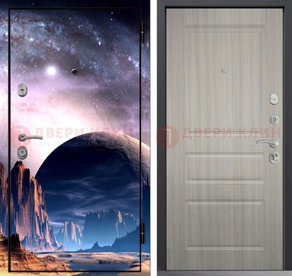 Железная дверь с фотопечатью космоса и планеты ДФ-50 в Подольске