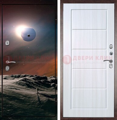 Стальная дверь с фотопечатью планет ДФ-8 в Подольске