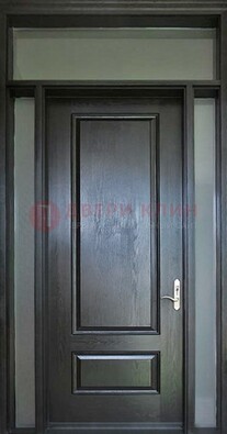Черная металлическая дверь с фрамугами и стеклом ДФГ-24 в Подольске