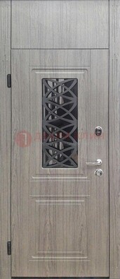 Металлическая дверь Винорит стекло и ковка с фрамугой ДФГ-33 в Подольске