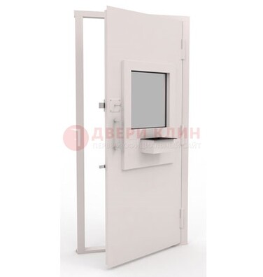 Белая металлическая дверь в кассу с нитроэмалью ДКС-4 в Подольске