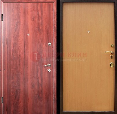 Красная железная дверь с ламинатом ДЛ-3 в Подольске