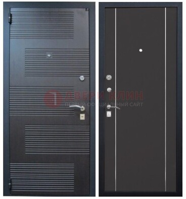 Темная металлическая дверь с МДФ ДМ-105 в деревянный дом в Мурманске
