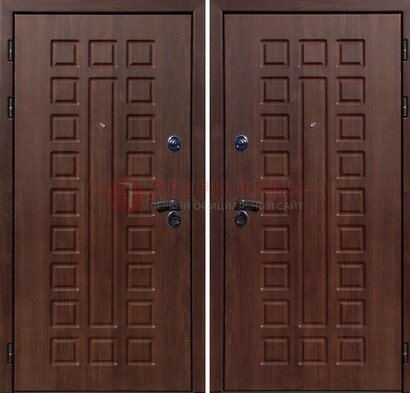 Коричневая железная дверь с МДФ снаружи ДМ-113 в Подольске