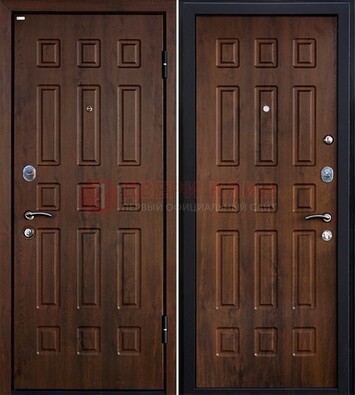 Коричневая металлическая дверь с МДФ ДМ-156 для квартиры в Подольске