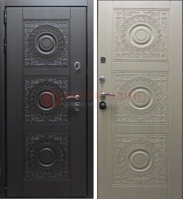 Темная стальная дверь с МДФ ДМ-161 для коттеджа в Подольске
