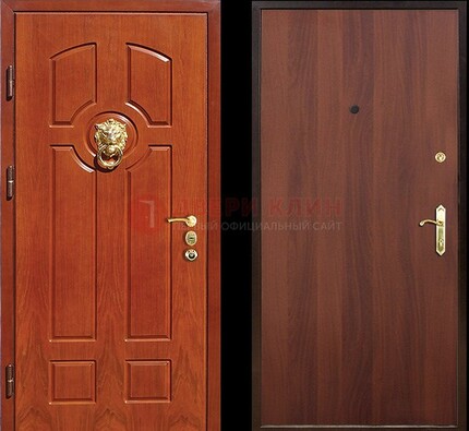 Оранжевая стальная дверь с МДФ ламинат внутри ДМ-18 в квартиру в Подольске