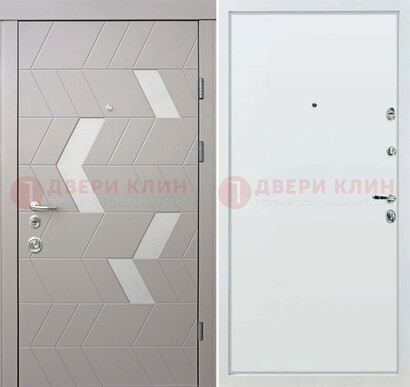 Светлая металлическая дверь с терморазрывом и МДФ панелью ДМ-190 в Подольске