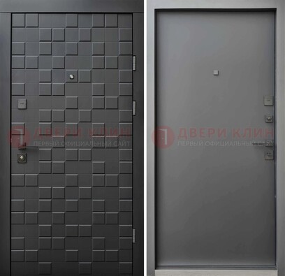 Темная стальная филенчатая дверь с МДФ ДМ-221 в Подольске