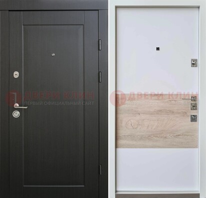 Черная металлическая дверь с белой МДФ внутри ДМ-230 в Подольске