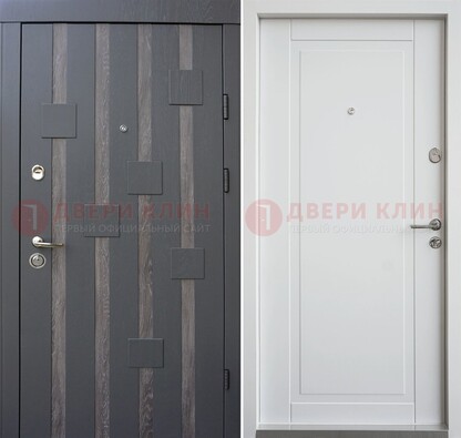 Темная металлическая дверь c белом МДФ внутри ДМ-231 в Подольске