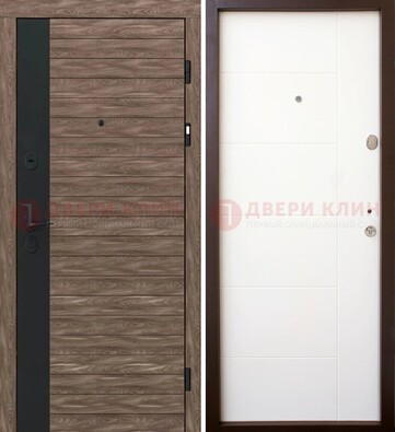 Коричневая входная дверь с черной вставкой МДФ ДМ-239 в Подольске