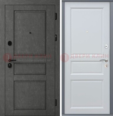 Серая металлическая филенчатая дверь МДФ ДМ-247 в Подольске