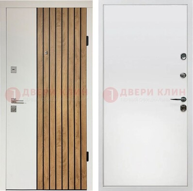 Белая с коричневой вставкой филенчатая дверь МДФ ДМ-278 в Подольске