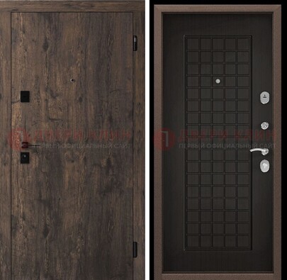 Металлическая коричневая дверь с МДФ темным внутри ДМ-286 в Подольске
