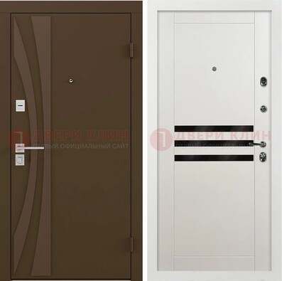 Стальная коричневая дверь с МДФ панелями ДМ-293 в Подольске