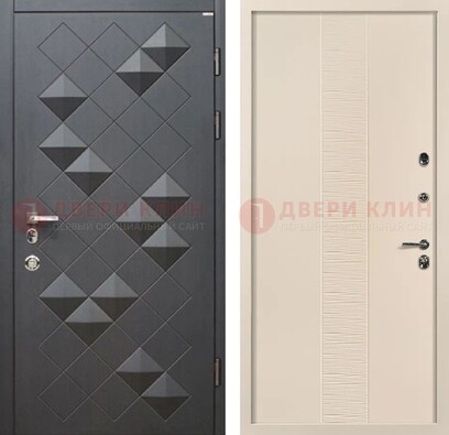 Темная металлическая дверь с МДФ в цвете Махагон ДМ-319 в Подольске