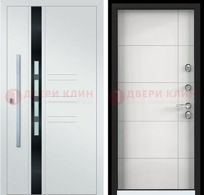 Металлическая дверь в белом цвете с МДФ ДМ-323 в Подольске