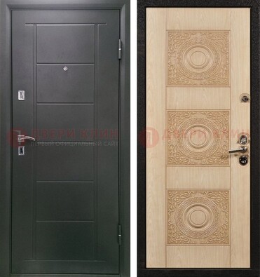 Темная железная дверь с МДФ в квартиру ДМ-344 в Подольске