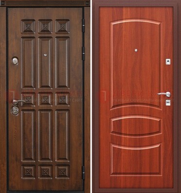 Темная металлическая дверь с МДФ и узором ДМ-364 в Подольске