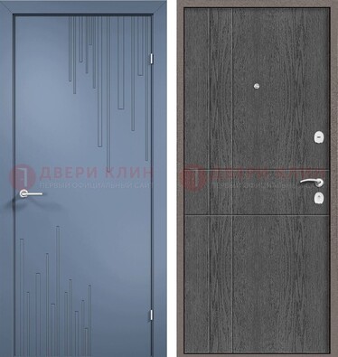 Синяя металлическая дверь МДФ в квартиру ДМ-434 в Подольске