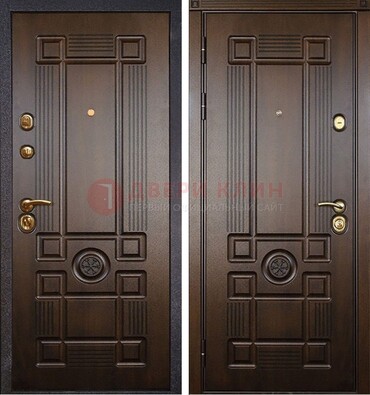 Квартирная коричневая железная дверь с МДФ ДМ-45 в Подольске