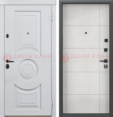 Белая железная дверь с МДФ в квартиру ДМ-463 в Подольске