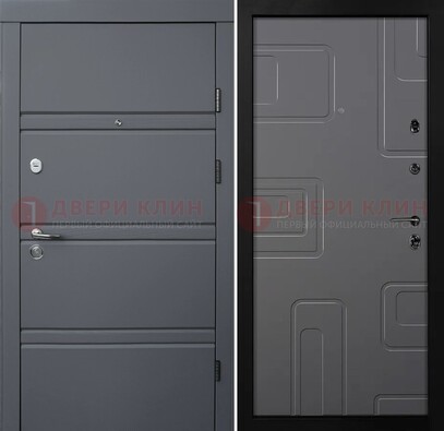 Серая металлическая дверь с МДФ в квартиру ДМ-485 в Подольске
