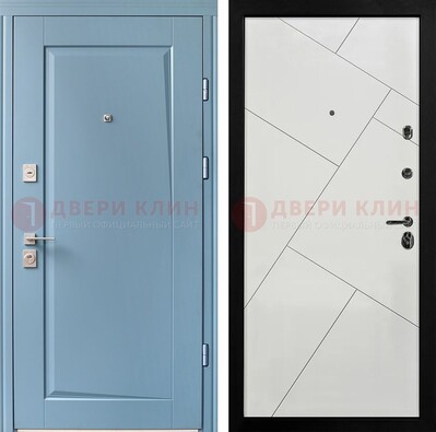 Синяя железная дверь с МДФ панелями ДМ-491 в Подольске