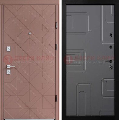 Красная стальная дверь в квартиру с МДФ хайтек ДМ-493 в Подольске