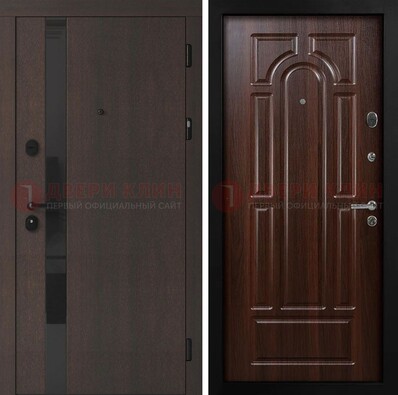 Темная входная дверь с МДФ панелями в квартиру ДМ-499 в Подольске