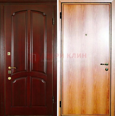 Темная железная дверь с массивом дуба ДМД-13 в Подольске
