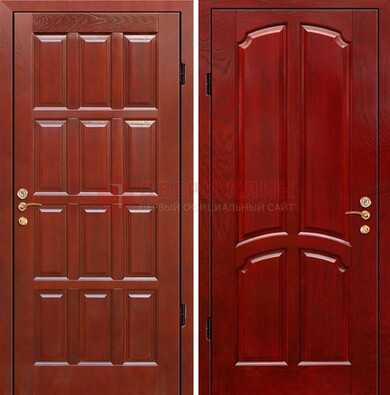 Красная металлическая дверь с массивом дуба ДМД-15 в Подольске