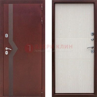Бордовая металлическая дверь с порошковым напылением ДП-100 в Подольске