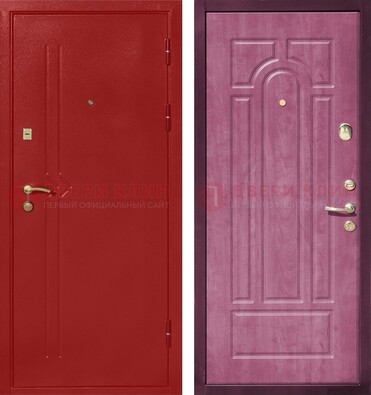 Красная входная дверь с порошковым напылением ДП-240 в Тольятти