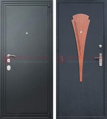 Черная железная дверь с порошковым покрытием и накладкой МДФ внутри ДП-245 в Подольске