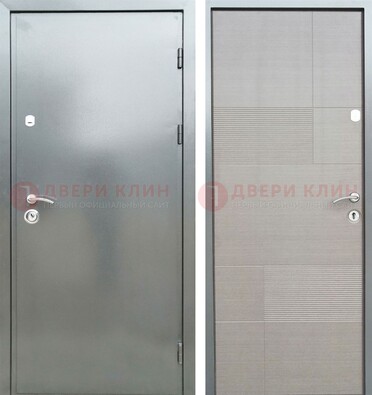 Металлическая серая дверь с порошковым покрытием и серым МДФ внутри ДП-250 в Подольске