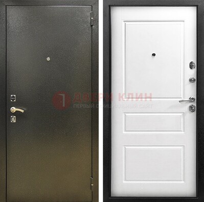 Входная дверь Темное серебро с порошковым напылением и белой МДФ ДП-272 в Туле