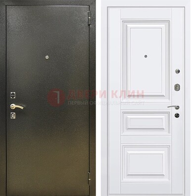 Железная темно-серая дверь с порошковым напылением и белой МДФ ДП-274 в Подольске