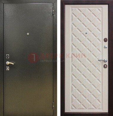 Темно-серая железная дверь с порошковым покрытием и филенчатой МДФ ДП-289 в Подольске