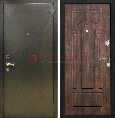 Темно-серая металлическая дверь с порошковым покрытием и МДФ коричневая ДП-292 в Подольске