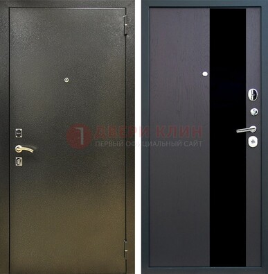 Входная темная дверь с порошковым покрытием и МДФ со стеклом ДП-294 в Подольске