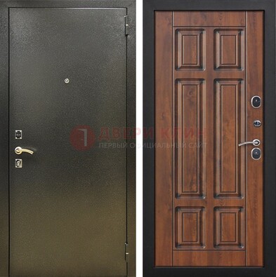 Металлическая входная темная дверь с порошковым напылением и МДФ ДП-299 в Подольске