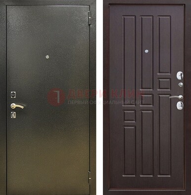 Входная темно-серая дверь с порошковым напылением и коричневой МДФ ДП-301 в Подольске