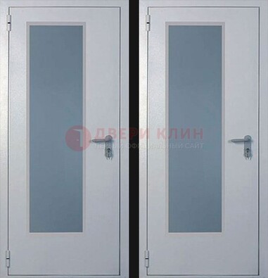 Белая металлическая противопожарная дверь с декоративной вставкой ДПП-5 в Подольске