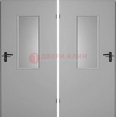 Белая металлическая противопожарная дверь с декоративной вставкой ДПП-7 в Подольске
